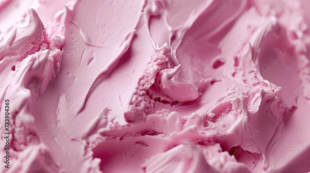 Close up creamy pink ice cream