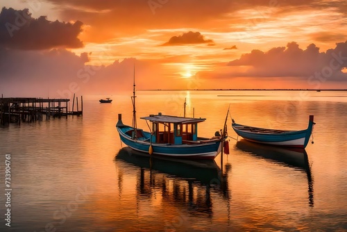 boats at sunset