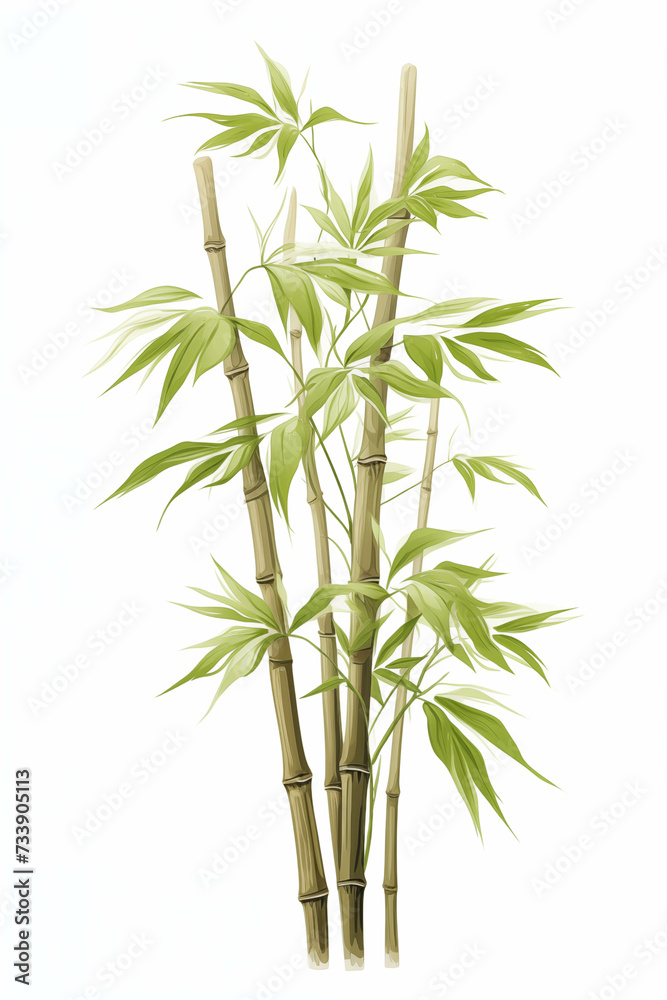 Obraz premium Painting of auspicious bamboo trees on a white background.