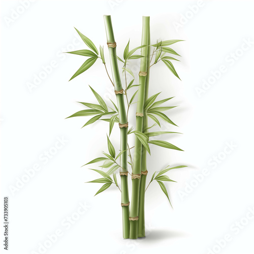 Painting of auspicious bamboo trees on a white background.