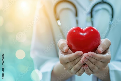 Heartshaped exercise ball with stethoscope  Health awareness.