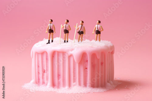 Miniature People on Pastel Popsicle, Creative Summer Concept