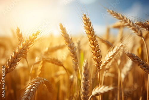 Golden Grass Field on a Sunny Summer Day, A Serene and Beautiful Landscape