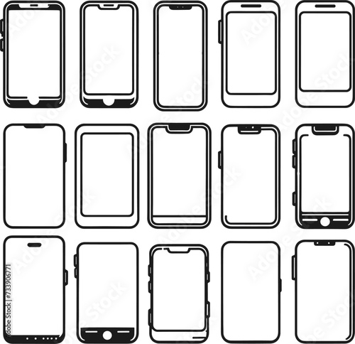 Outline Smart phone collections flat style screen. mobile phone vector illustrations generated by Ai