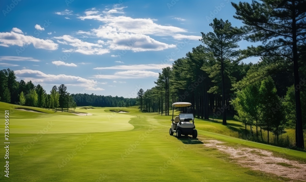 Golf Cart Driving on Golf Course
