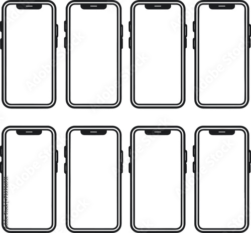 Outline Smart phone collections flat style screen. mobile phone vector illustrations generated by Ai