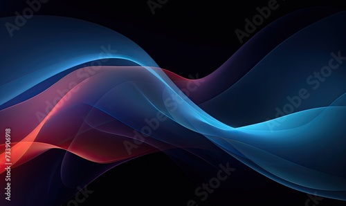 Abstract Blue and Red Wave on Black Background