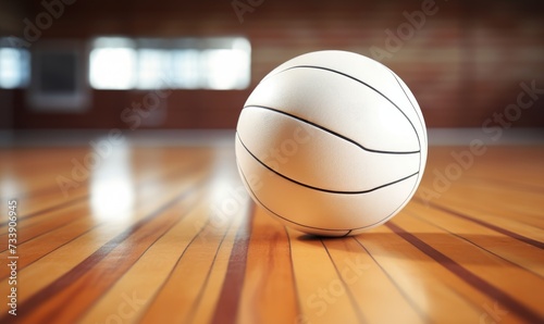 White Basketball on Hardwood Floor
