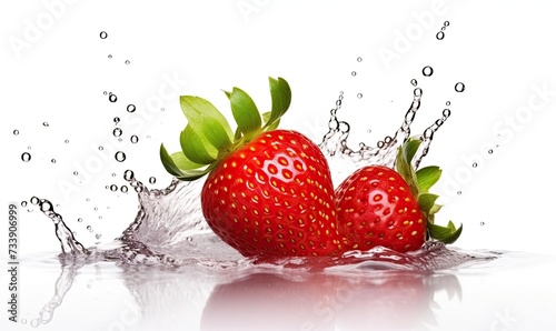 Two Strawberries Splashing Into Water