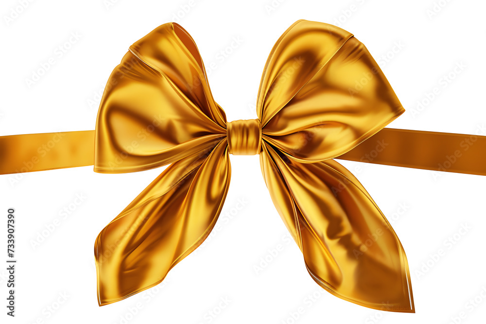 Gold bow for Christmas and birthday present banner isolated on white background Gold bow for Christmas and birthday present banner isolated on white background