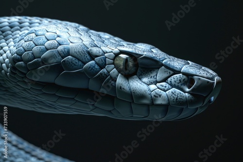 Snake profile portrait on black background - generative ai