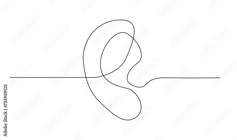 Human ear continuous one line drawing. World deaf day single line concept template Human ear continuous one line drawing. World deaf day single line concept template
