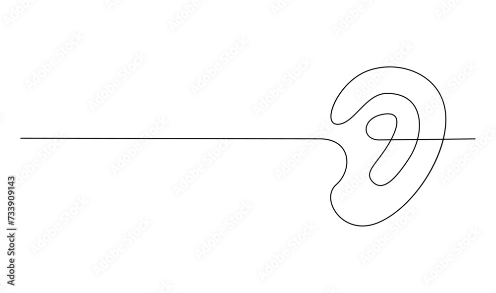 Human ear continuous one line drawing. World deaf day single line concept template Human ear continuous one line drawing. World deaf day single line concept template
