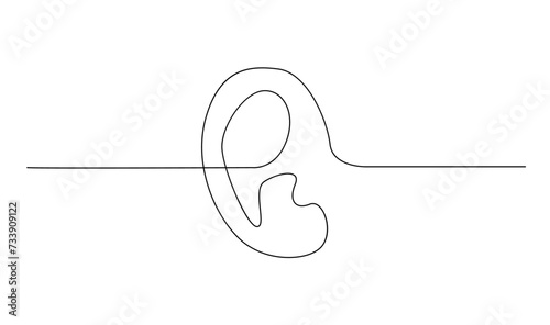 Human ear continuous one line drawing. World deaf day single line concept template