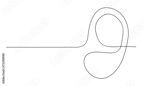 Human ear continuous one line drawing. World deaf day single line concept template