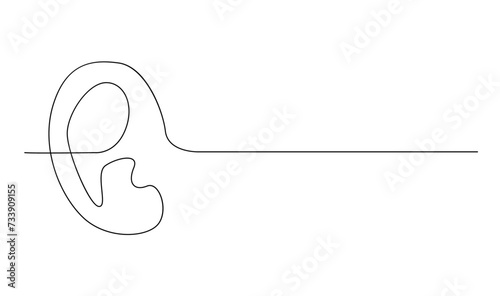 Human ear continuous one line drawing. World deaf day single line concept template
