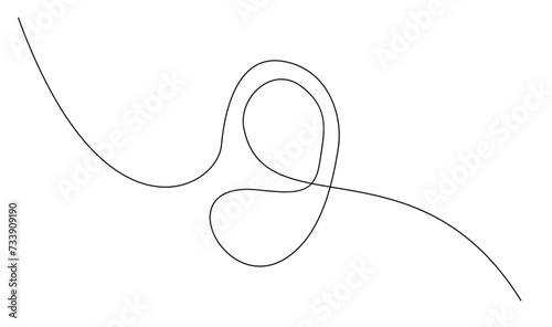 Human ear continuous one line drawing. World deaf day single line concept template