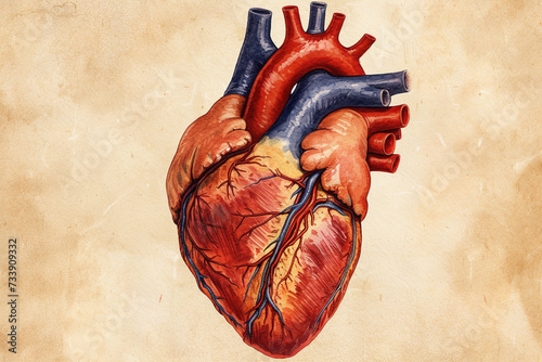 An anatomical illustration of the human heart, healthcare, medical photo