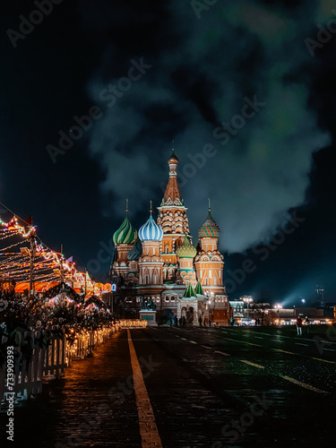 St. Basil's Cathedral in the evening view from the red Square