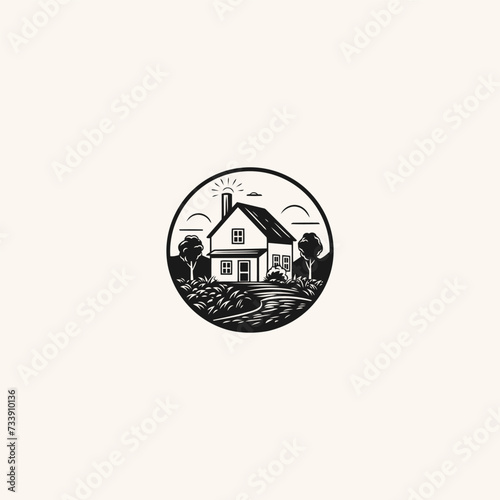 Farmhouse icon logo design vector