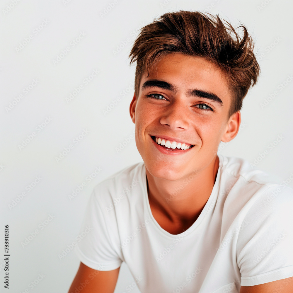 Beautiful Teenager Boy, model, child kid baby wearing white shirt clothes isolated on white background, children studio portrait for advertising photography. Beautiful Teenager Boy, model, child kid baby wearing white shirt clothes isolated on white background, children studio portrait for advertising photography.