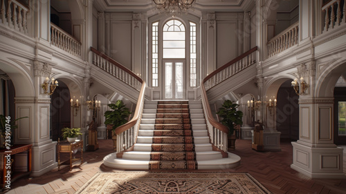 A Grand Staircase with Elegant Railings and New Treads  © oldwar