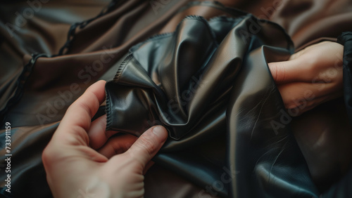 Craftsmanship on Display: A Salesperson Showcasing Fine Calfskin Leather