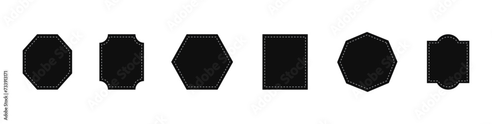 Black label badge blank collection flat illustration