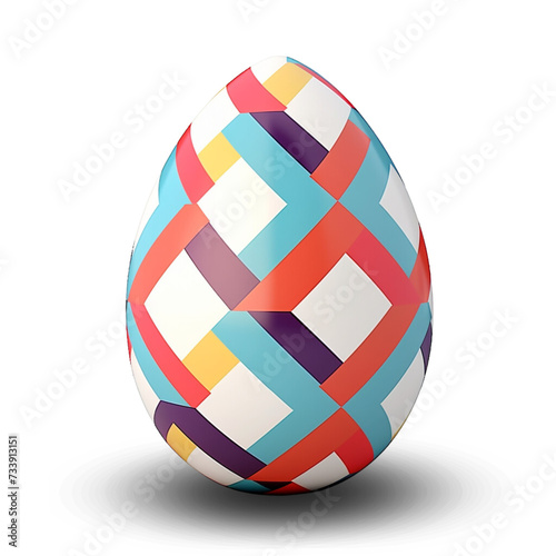 Bright Easter egg with a geometric pattern on a transparent background
