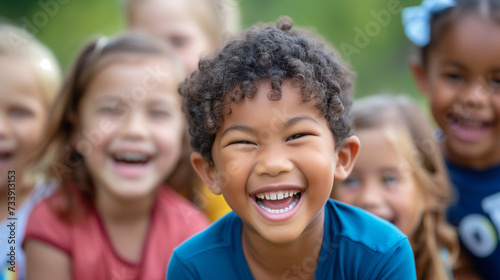 Smiling boy with blurred background