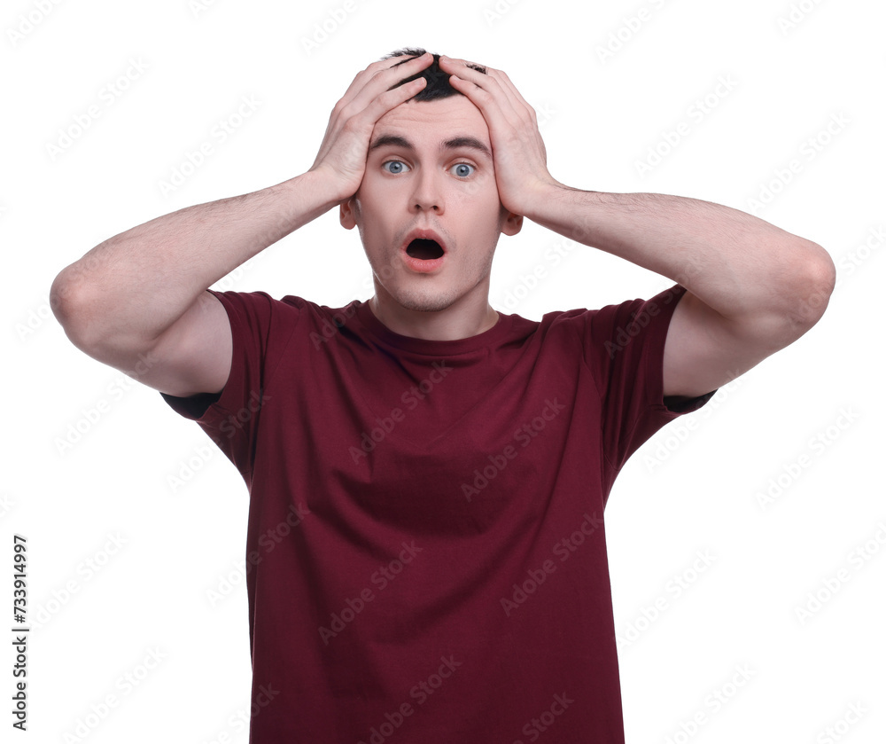 Portrait of surprised man on white background Portrait of surprised man on white background