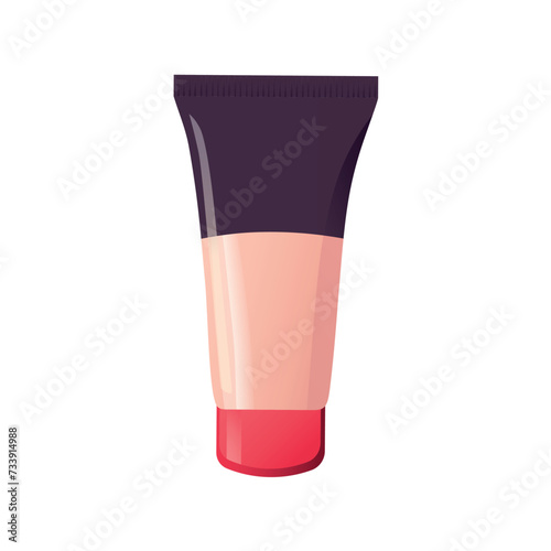 Cosmetic element of colorful set. An image showcasing the delicate art of cosmetic beauty, merging meticulous design with charming cartoon elements to feature tonal cream. Vector illustration.