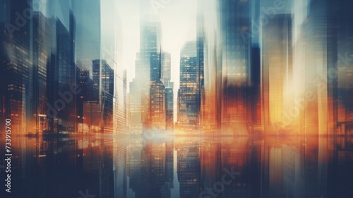 Abstract blurred image of buildings in the city  cityscapes banner background