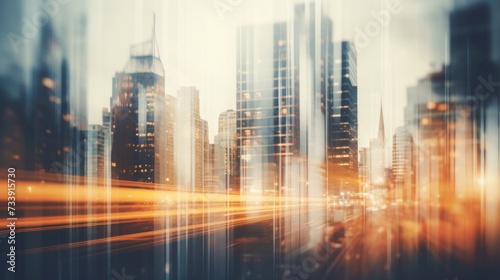 Abstract blurred image of buildings in the city  cityscapes banner background