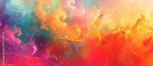 Color Splash. Fractal paint background design and rich texture on the theme of imagination, creativity and art