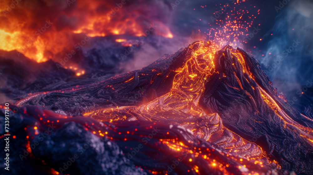 A volcano and a lava. Volcano eruption concept background
 - obrazy, fototapety, plakaty 