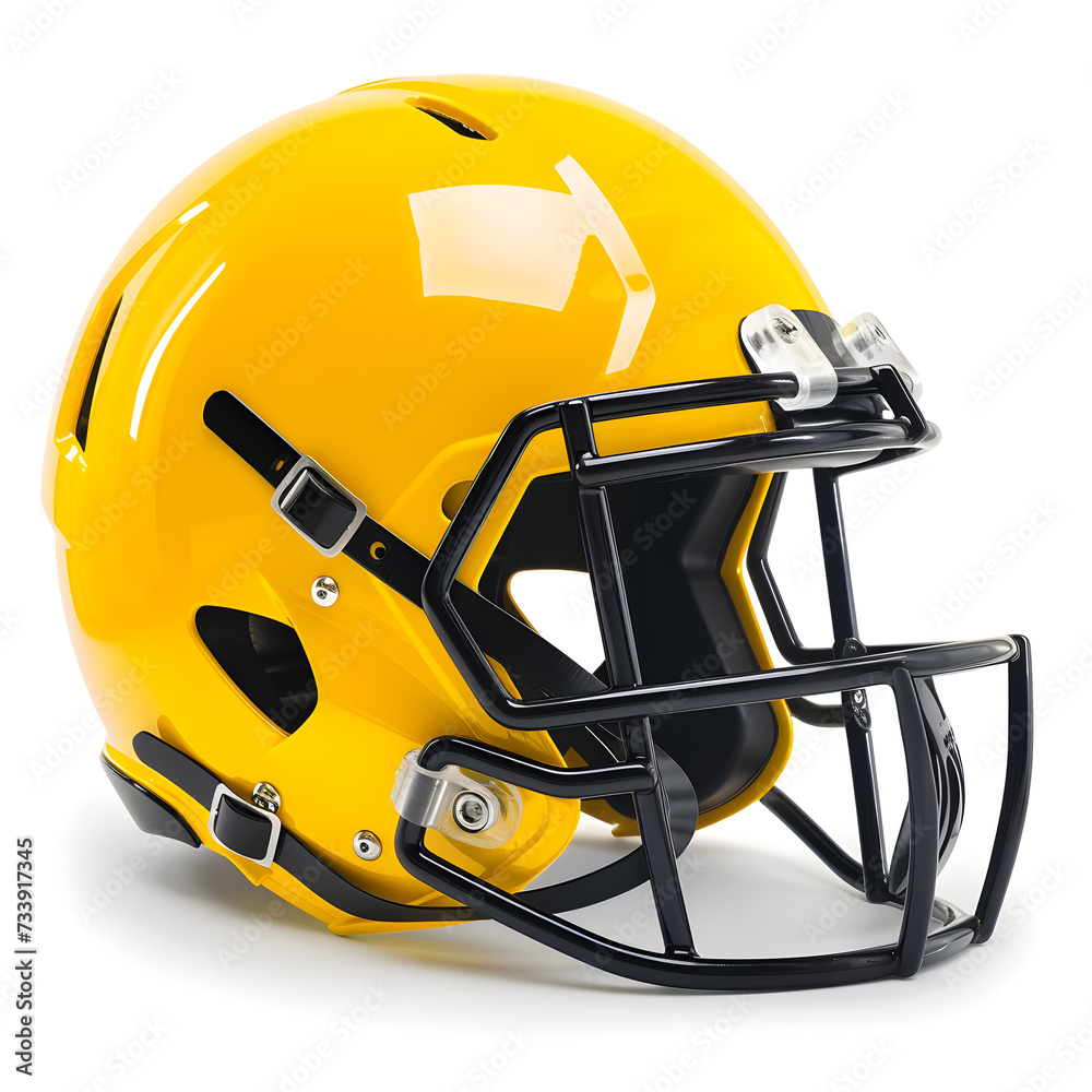 Fototapeta premium Yellow American football helmet isolated on a white background