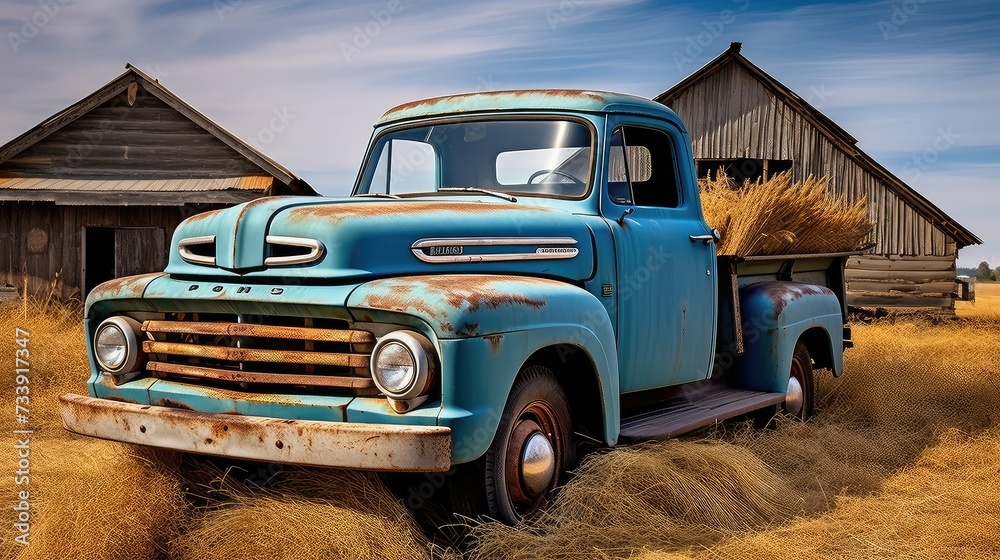 Fototapeta premium worn old farm truck