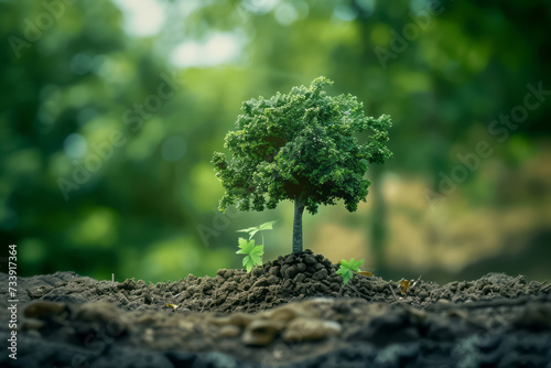 Plant Trees for Carbon Sequestration and Oxygen Restoration. Plant tree to offset carbon emissions and restore vital oxygen to the earth. earth hour concept  eco concept