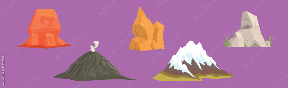 Rock and Solid Stone as Game Element Vector Set