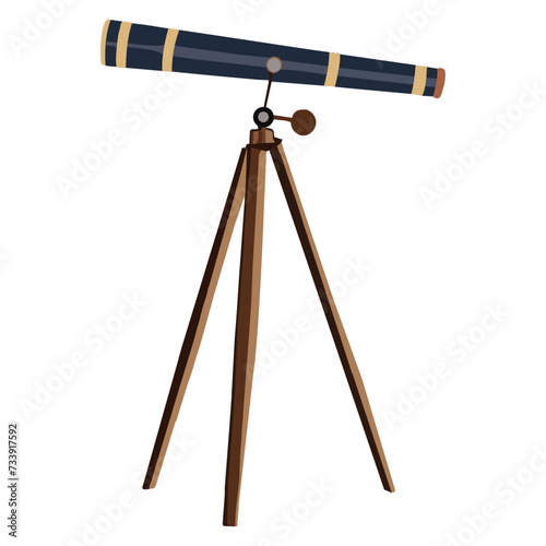 An authentic ancient telescope, simple color, vector design
