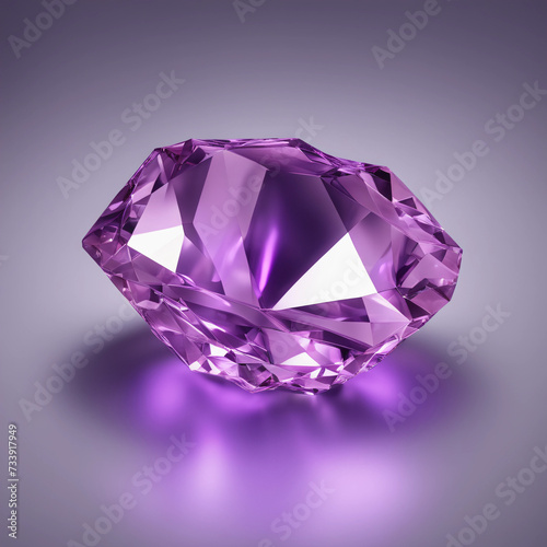 Cristal de Ametista. Pedra preciosa roxa brilhando. photo