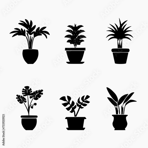 ornamental plant and flower icon vector - flat design