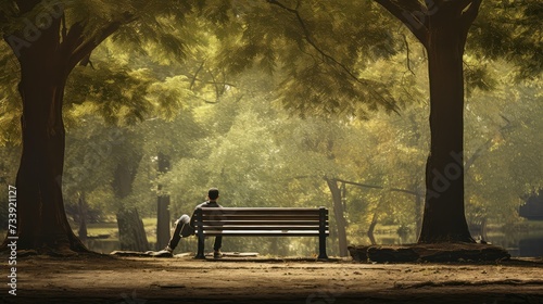 peace sitting on park bench photo