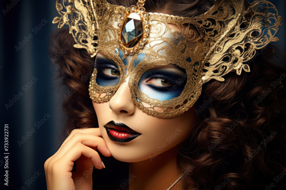 Beautiful woman wearing in Venetian masquerade carnival mask. Beautiful woman wearing in Venetian masquerade carnival mask.
