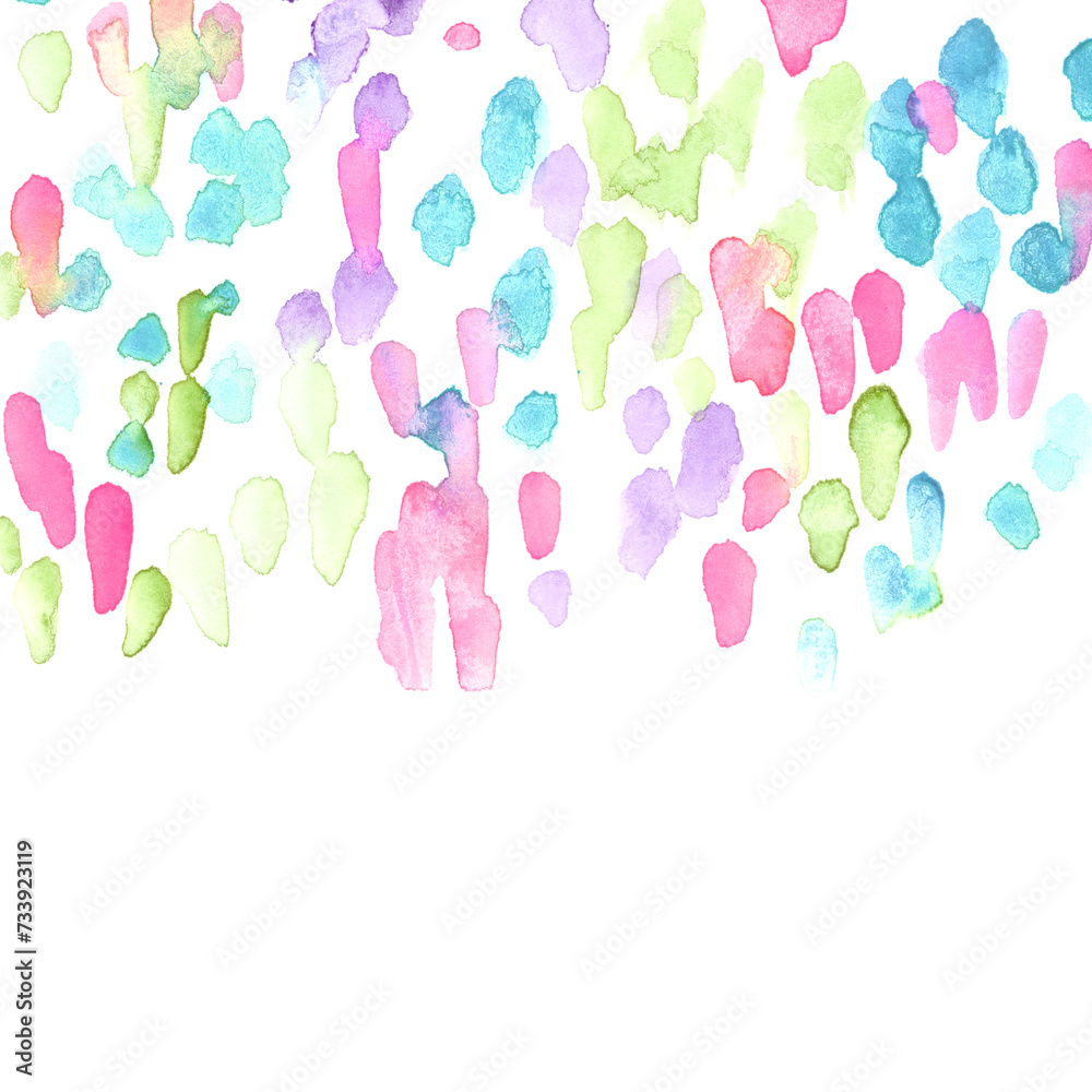 水色やピンクのカラフルな水彩のドットの背景イラスト