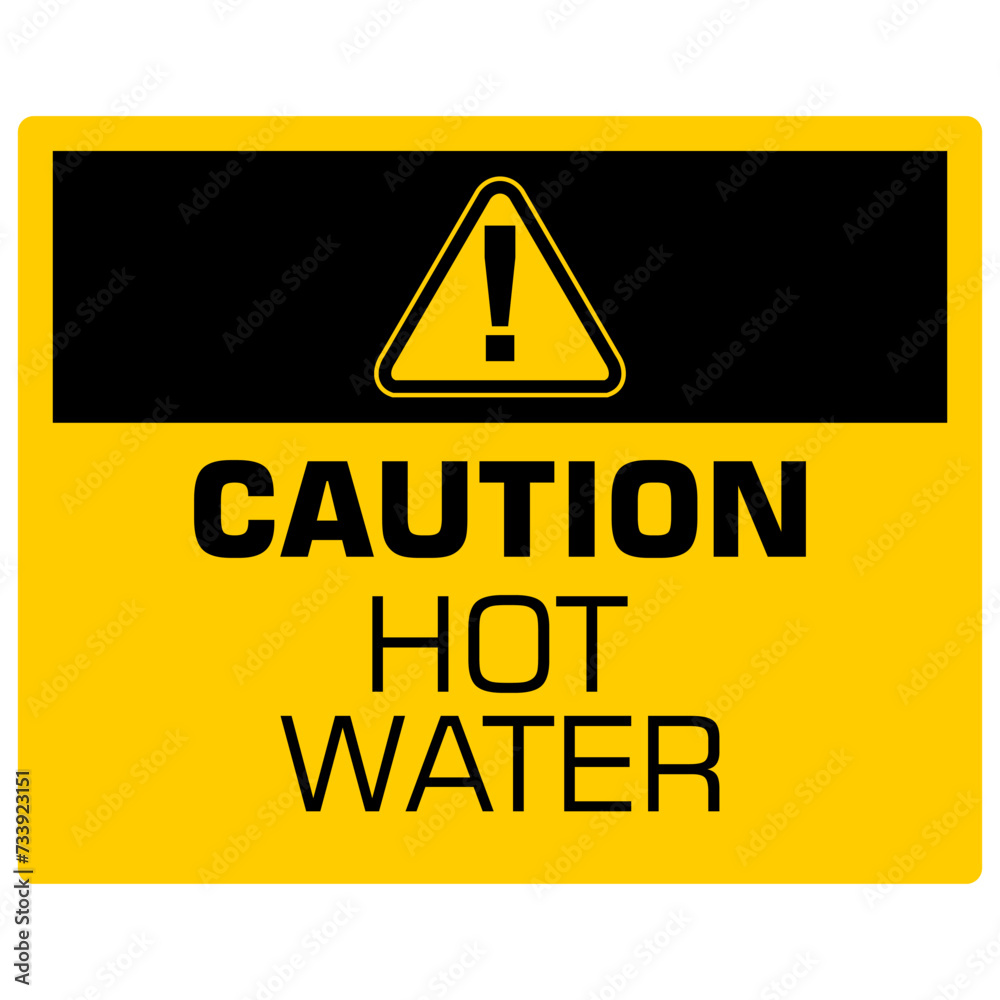 Obraz premium Caution Hot Water, sticker vector
