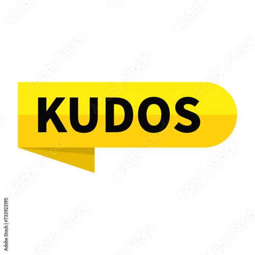 kudos Text In Yellow Ribbon Rectangle Shape For congratulations appreciation Social Media Business Marketing Information Announcement
