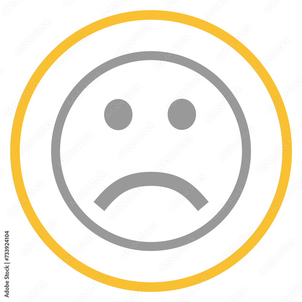 Button grau orange mit trauriges Gesicht Icon: Negatives Feedback oder schlechte Laune Button grau orange mit trauriges Gesicht Icon: Negatives Feedback oder schlechte Laune