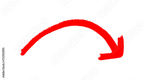 Gemalter roter geschwungener Pinselpfeil nach rechts